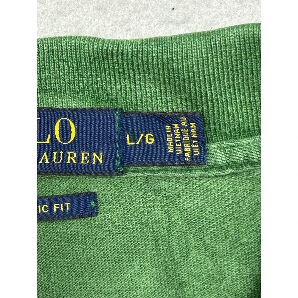 Polo Ralph Lauren Polo Shirt Cotton Pique Green Large Mens